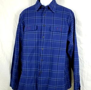 GUESS LONG SLEEVE BUTTON UP POLO BLUE & BLACK
